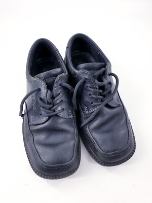 ECCO size 13 (32) black leather lace up loafers boys school shoes UK