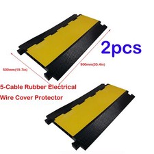 2PCS 5-Cable Rubber Electrical Wire Protector Wire Cover Ramp Snake Cord Vehicle