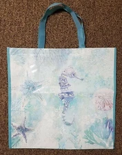 Seahorse Reusable Shopping Bag - 19x18x6 Starfish Sand Dollar Nautical