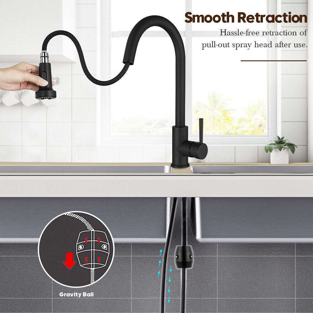 HOT Tall Basin Mixer Tap Bathroom Black Sink Taps Brass Faucet Round
