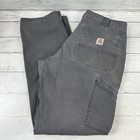 Carhartt Double Knee Duck Canvas Work Pants Gray Mens 36x34 (35x31.5) relaxed