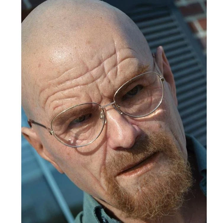 Máscara de látex blanca Breaking Bad vieja barba calva hombre viejo disfraces máscara de Halloween utilería Foto 4 de 4