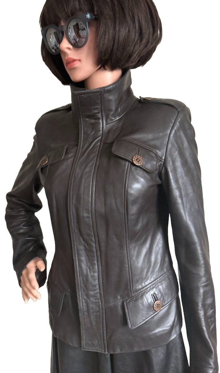 DIOR & MODA Vintage Soft Lamb Leather Jacket S Brown