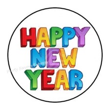 30 HAPPY NEW YEAR ENVELOPE SEALS LABELS STICKERS PARTY FAVORS 1.5" ROUND