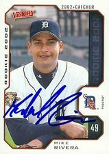 Mike Rivera autographed Baseball Card Tigers 2002 Upper Deck Victory Rookie #498