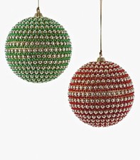 Katherine's Collection Metallic Gold Green Red Hanging Ornaments Set/2 
