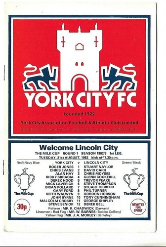 YORK CITY V LINCOLN CITY 31/08/1982 LEAGUE CUP 1ST ROUND 1ST LEG (2)