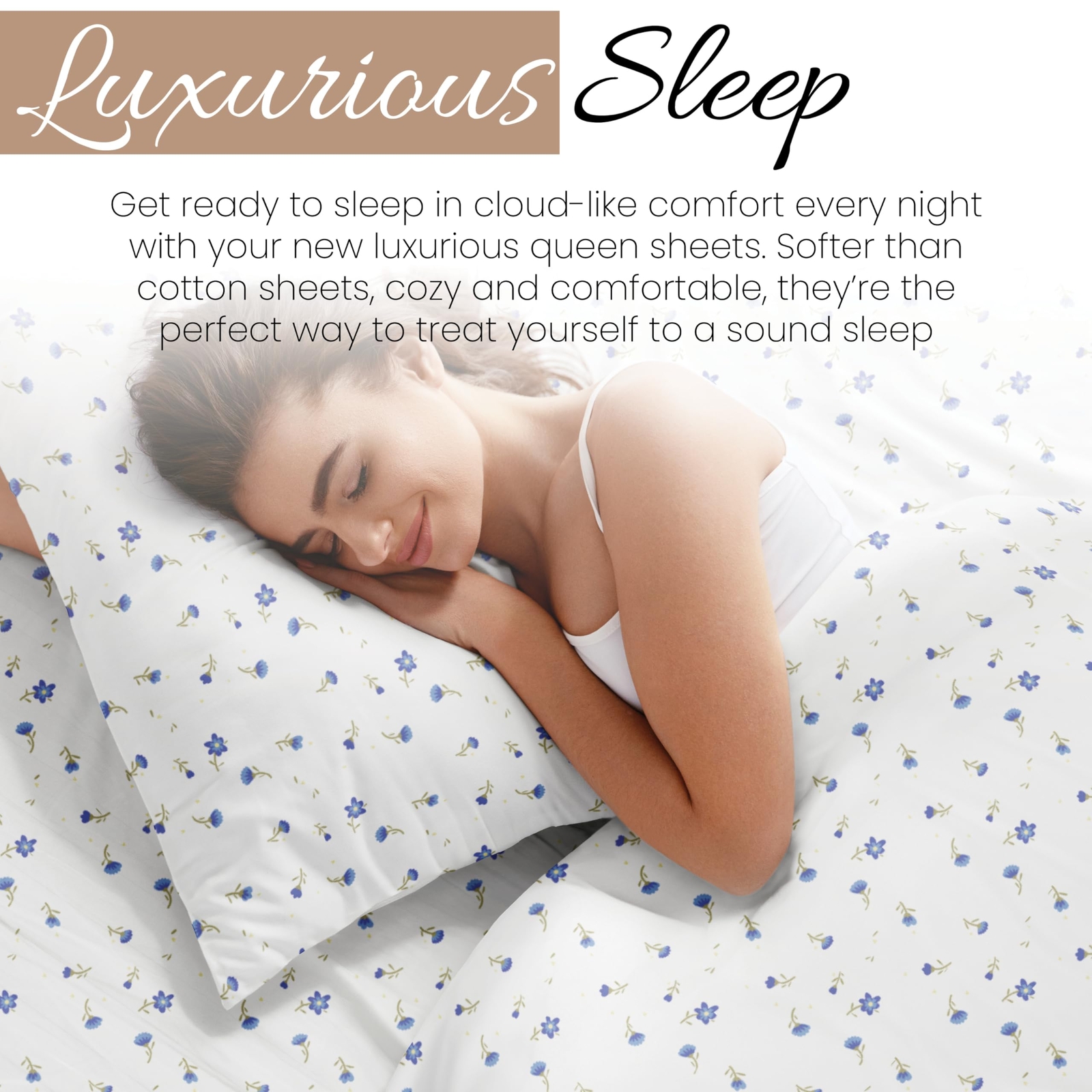 4 Piece Queen Sheet Set Light Blue Floral - Sleep Ever with These Ultra-Soft ...