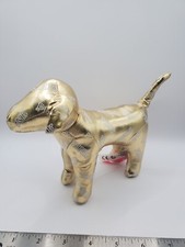 Victoria's Secret Pink VS Plush Metallic Gold Dog Stuffed Animal Good Condition