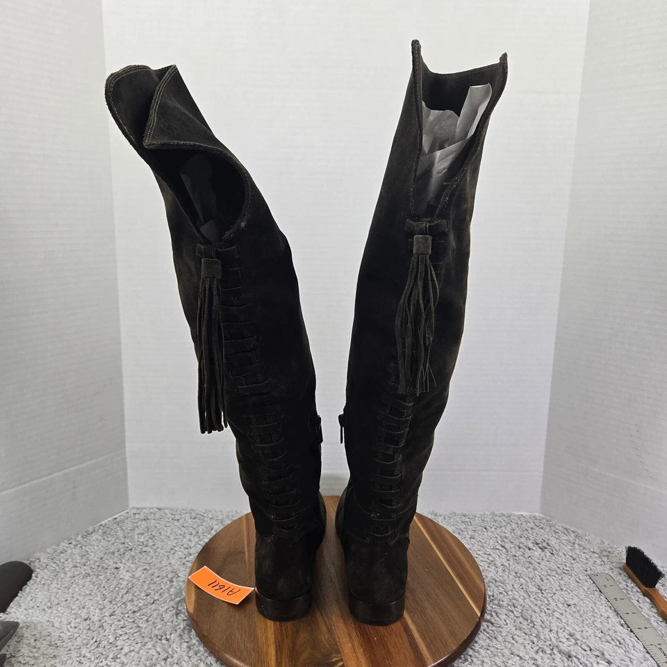 Botas Frye Tina Fatiga Verde Gamuza Borla Encaje Diarias Sobre la Rodilla para Mujer 7.5 M Foto 2 de 4