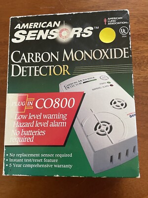 American Sensor Carbon Monoxide Detector Model CO800 Pre Owned Sealed Never Used