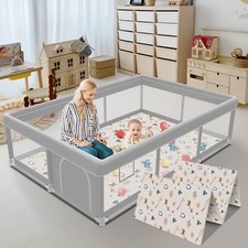 74x50 Inch Baby Playpen with Mat, Playpen with Cute Mat for Babies and Toddle...