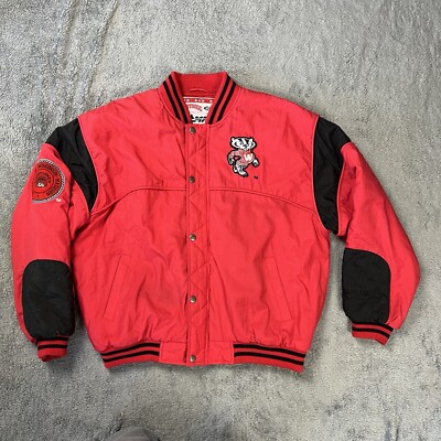 Vintage University of Wisconsin Badgers Nutmeg Puffer Jacket Mens XL