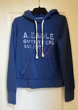 American Eagle Outfitters AEO Women  s Logo Pullover Hoodie Blue GUC