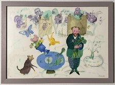 Quadro grafica artistica di Antonio Possenti 50x70cm “pagliacci” in cornice