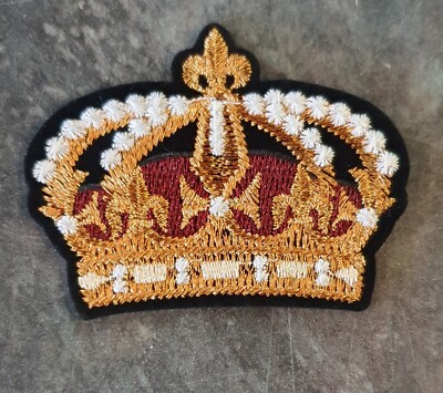 Kronschmuck Königskrönung Stickerei Stoffaufnäher zum Aufbügeln oder Aufnähen für Kleidung