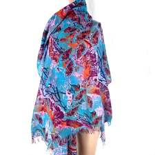 Scarf PIECES Scarf For Women   Abstract Floral Design.  76 x 40in  Fringe