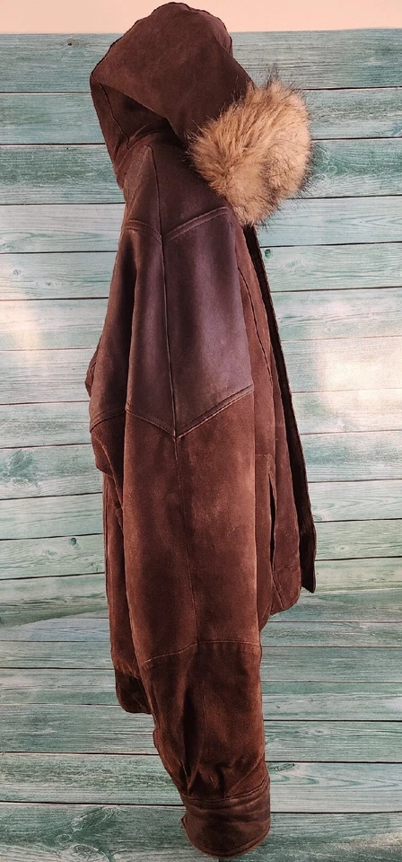 🔥Chaqueta pesada marrón 3XL de cuero vintage Phat Farm para hombre RARA🔥 Foto 4 de 4