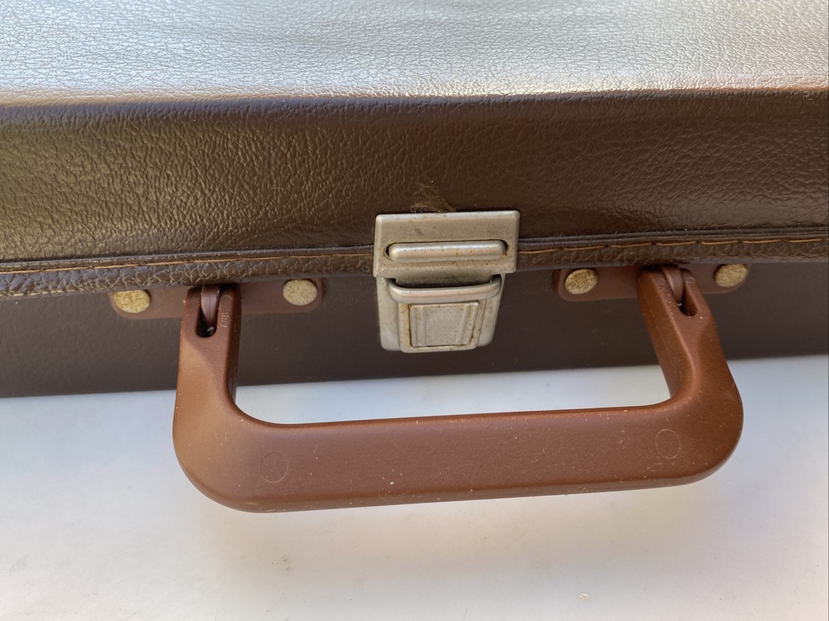 Vintage Cassette Briefcase Faux Brown Leather Holds 36 Cassette
