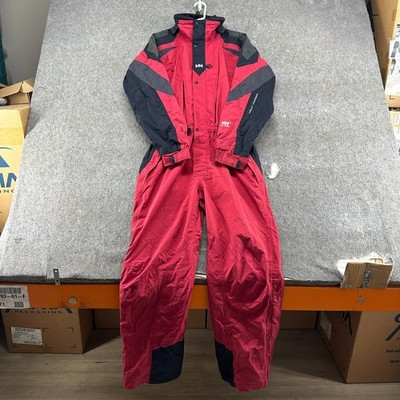 VINTAGE Helly Hansen Snow Suit Mens L Red Black Equipe Snowboard Ski Nylon Tech