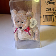 Ty Beanie Babies Teddy Bear Plush w/ Heart Hang Tag Clear Display Case 1993