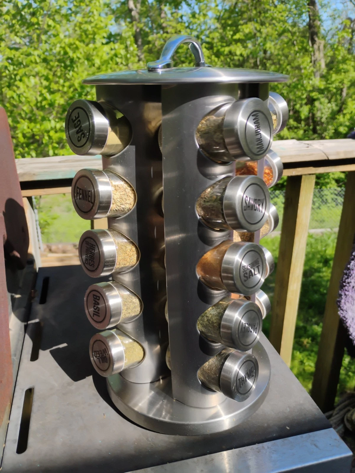 New Kamenstein 20 Jar Revolving Stainless Steel Spice Rack Open