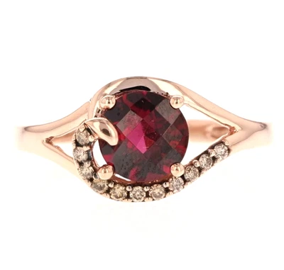 Natural Rhodolite Granat & Diamanten Solitär Ring Für Frauen In 10k Rotgold - Bild 1 von 4