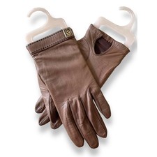 Vintage Aris Anne Klein Gloves 1980  s Brown Leather Sz 6.5