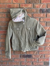 GAP Girls VTG Green Corduroy Jacket XXL size 16 Hood/Cat Lining/2 Way Zipper