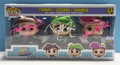 Funko Pop ! FAIRLY ODD PARENTS - TIMMY/COSMO/WANDA #3PK SIGNED COA AUTHENTICATED