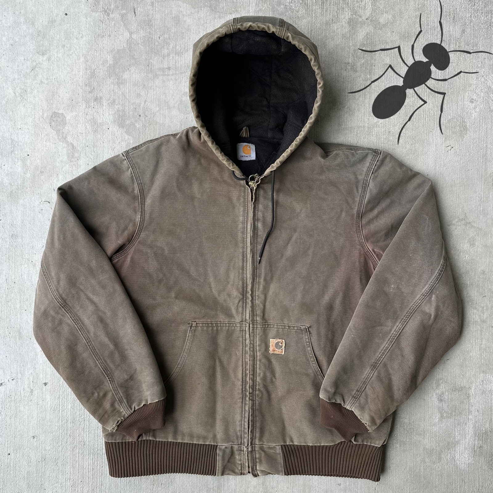 Vintage Y2K Carhartt brown hooded work wear jacket