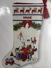 Sunset Counted Cross Stitch Santa s Finishing Touch Stocking Name 1983 NEW