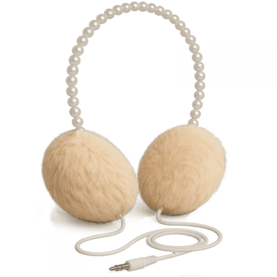 Soundlab Fashion Earmuff Headphones Fluffy Ear Protectors / Pearl