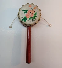 Vintage 80's Den-Den Daiko Japanese Spin Drum Toy Karate Kid Hand Instrument