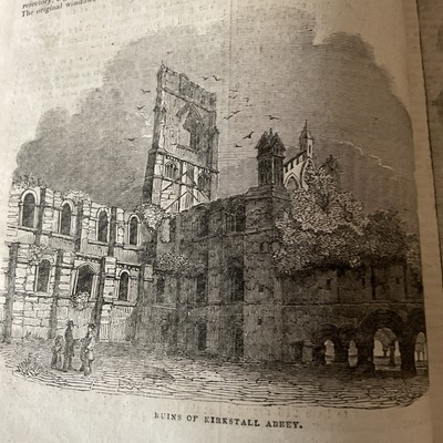 Antiker Druck 1840 - KIRKSTALL ABBEY YORKSHIRE 