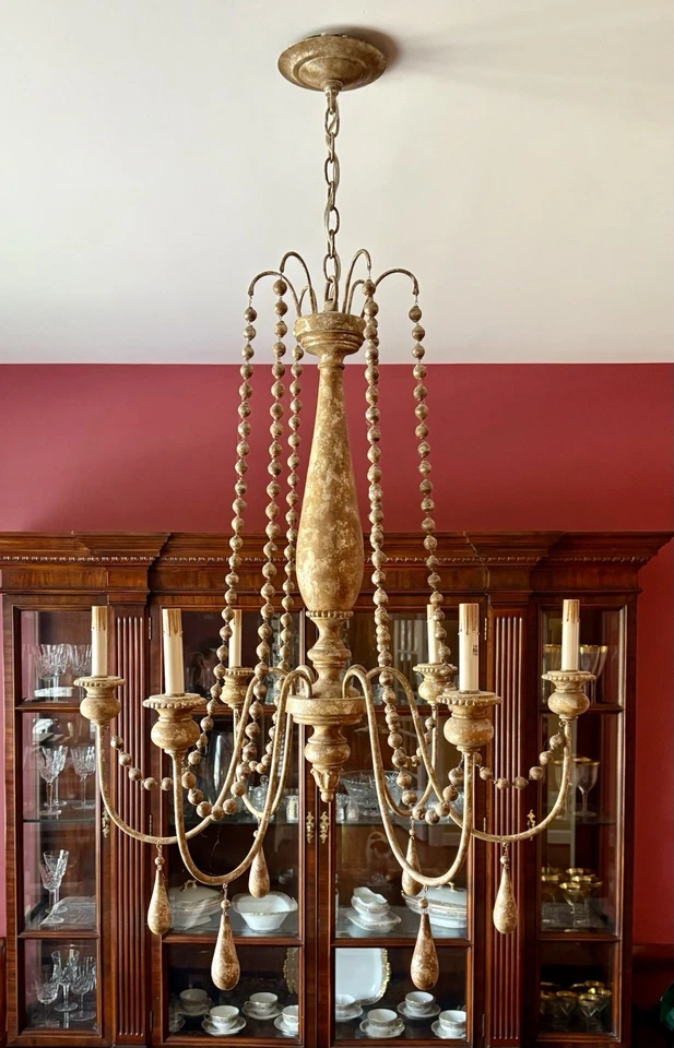 Elegant gold Tone Currey & Company chandelier - Image 2 of 2