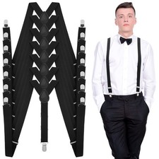 24 Pieces Black Suspenders bulk for Men and Women Adjustable Braces Size Elas...