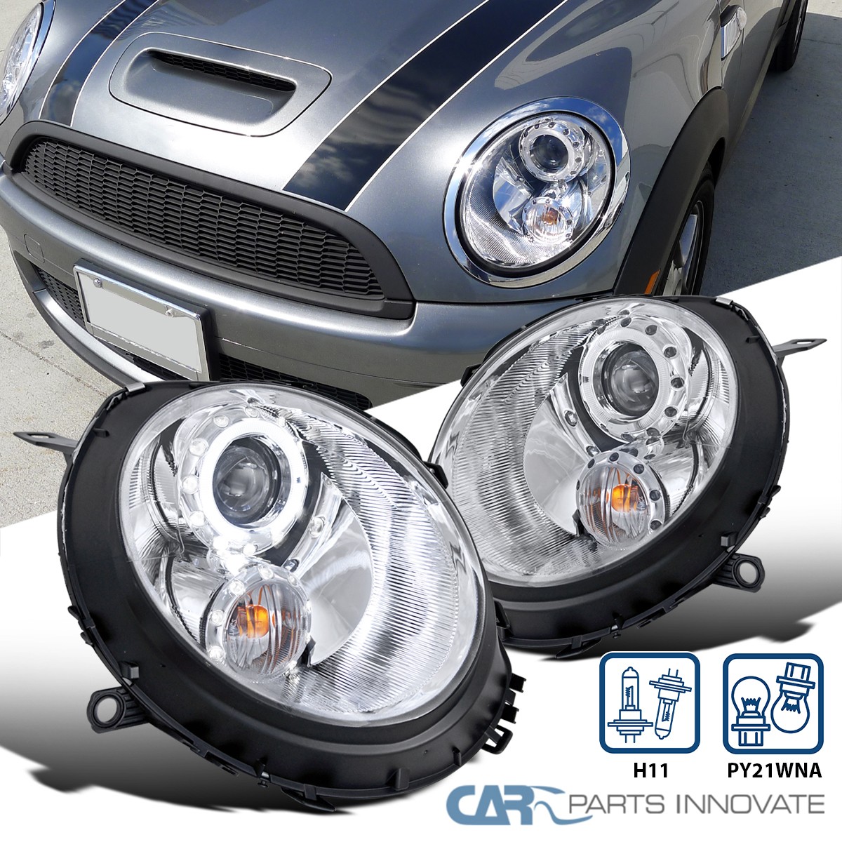 Fits 2007-2013 Mini Cooper S R56 LED Halo Projector Headlights