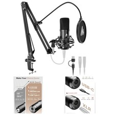 Versatile Condenser Microphone with Double Noise Reduction - Ideal for Gamers