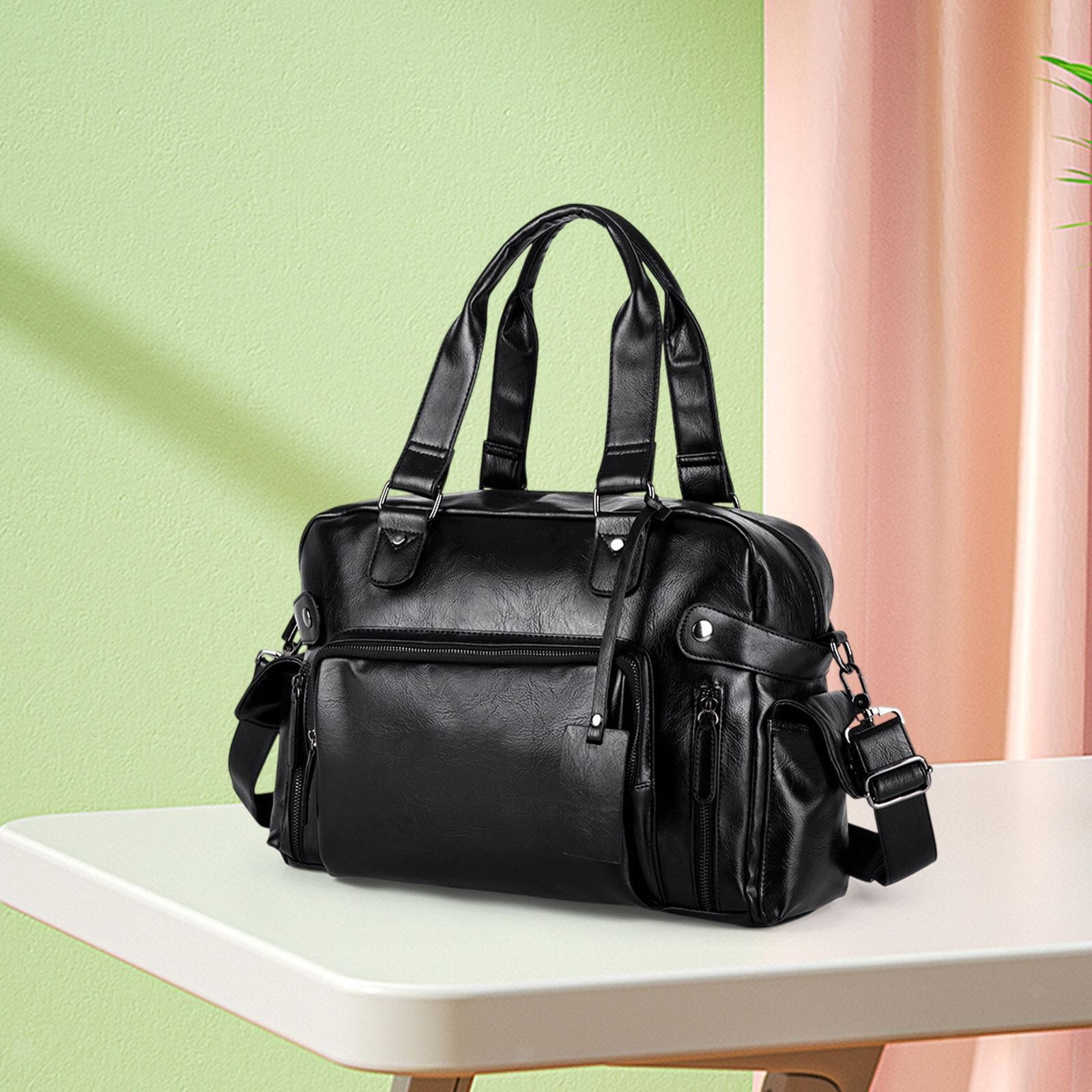 Mens Leather Shoulder Bag Premium Waterproof Top Handle Handbag for Work Office