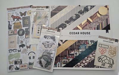 American Crafts Cedar House Vintage Male themed Scrapbook Bundle Paper dies more