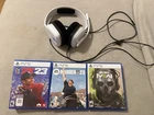 PlayStation 5 Game Lot Madden 23/PGA Tour 2K23/Call Of Duty MW/A10 Headphones