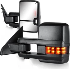 Towing Mirrors for 2009-2018 Dodge Dotted Light, Textured Black-Dotted Light 