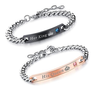 2 Pcs King and Queen Matching Couple Bracelets for Lovers Anniversary