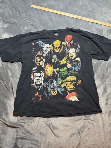 Vintage Y2K Marvel Mad Engine X Men Avengers Collage T Shirt Black Men’s Size XL