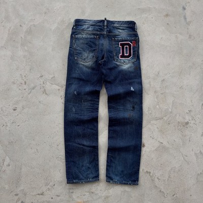 Vintage 90s DsQuared 2 Distressed Washed Denim Jeans Size 46 Blue