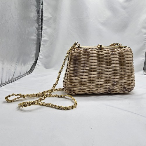 Waves by Tandem Vintage Straw Purse Handbag *color Smudges