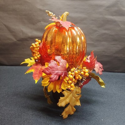 Harvest Floral Pumpkin Centerpiece Fall Thanksgiving Table Decor 12'' Tall