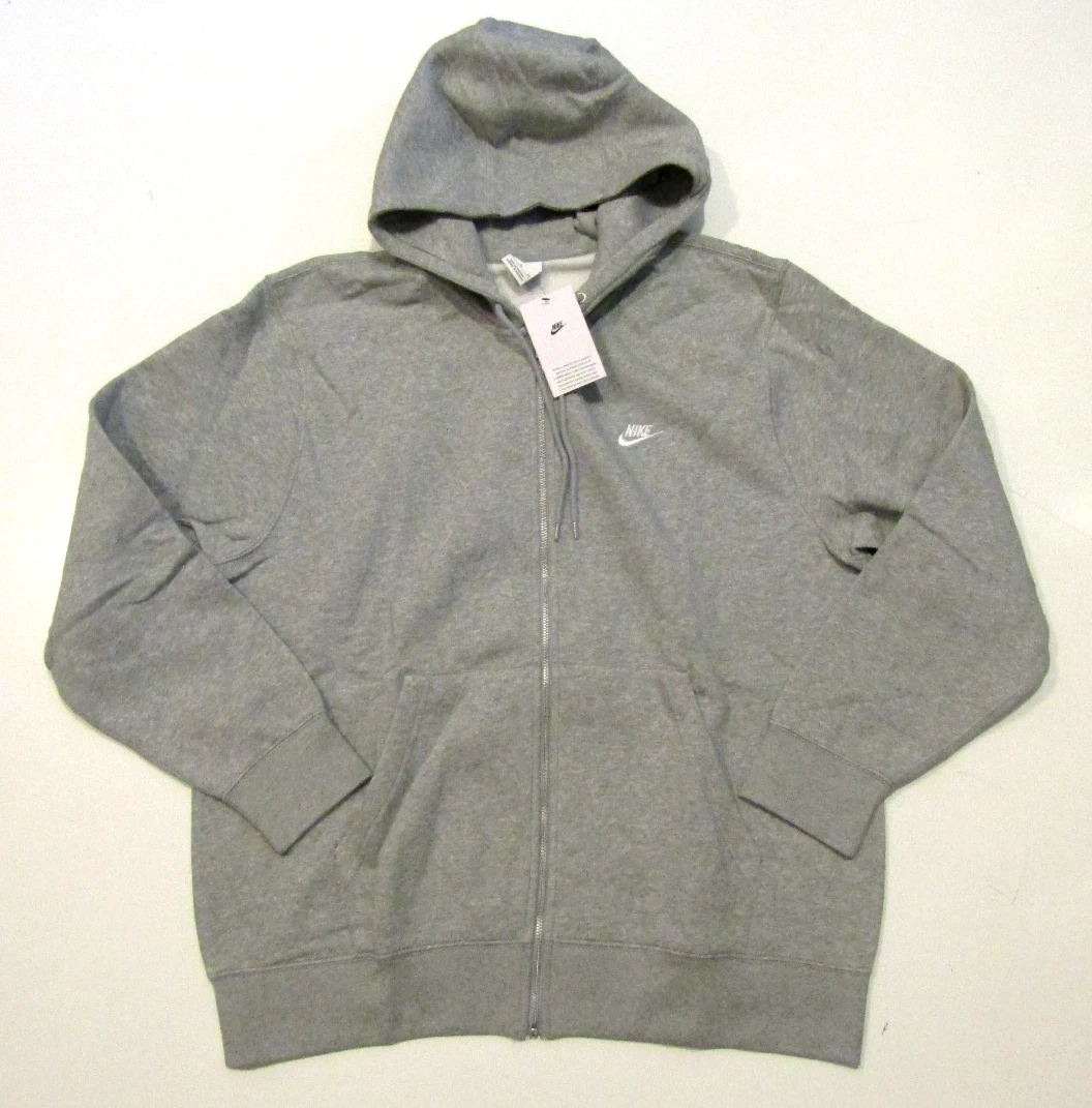 NIKE Gray Fleece Full Zip Sport Casual Hoodie Sweatshirt NWT Mens Sz XL
