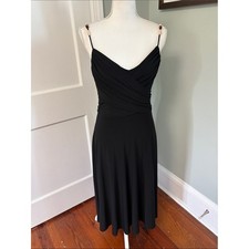 Nine West Black Faux Wrap-Style Beaded Spaghetti Strap Dress Size 6
